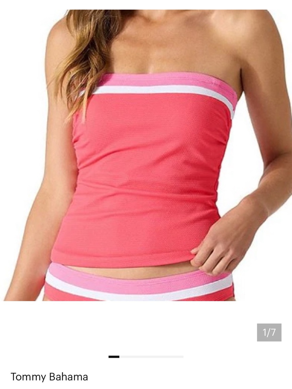Tommy Bahama Coral-Pink Strapless Tankini Top. Brand new. Size small.